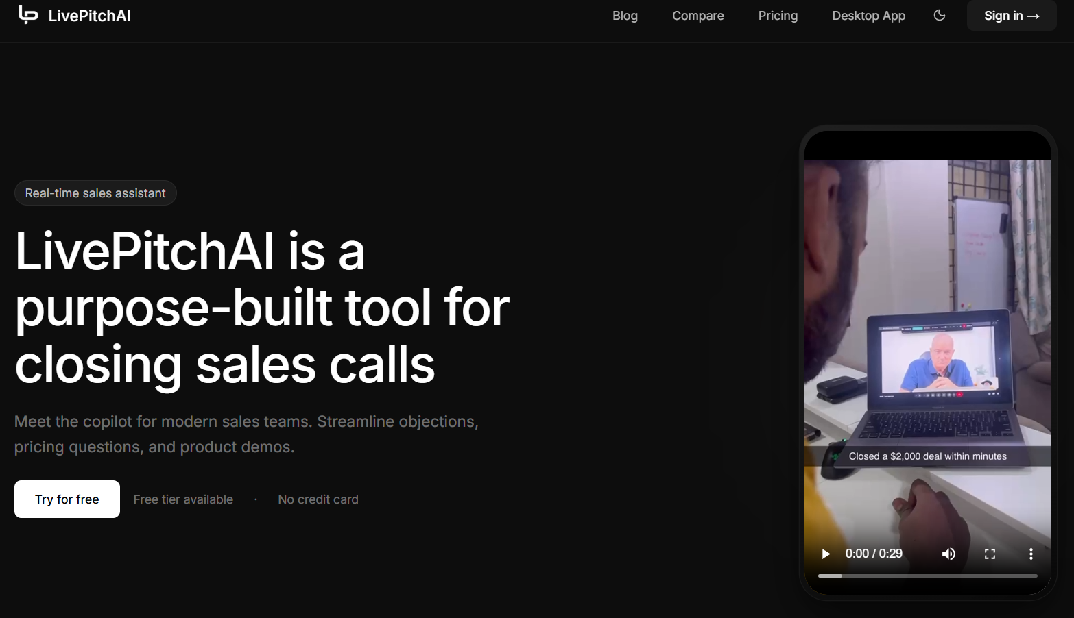 Live Pitch AI - Real-time sales assistant